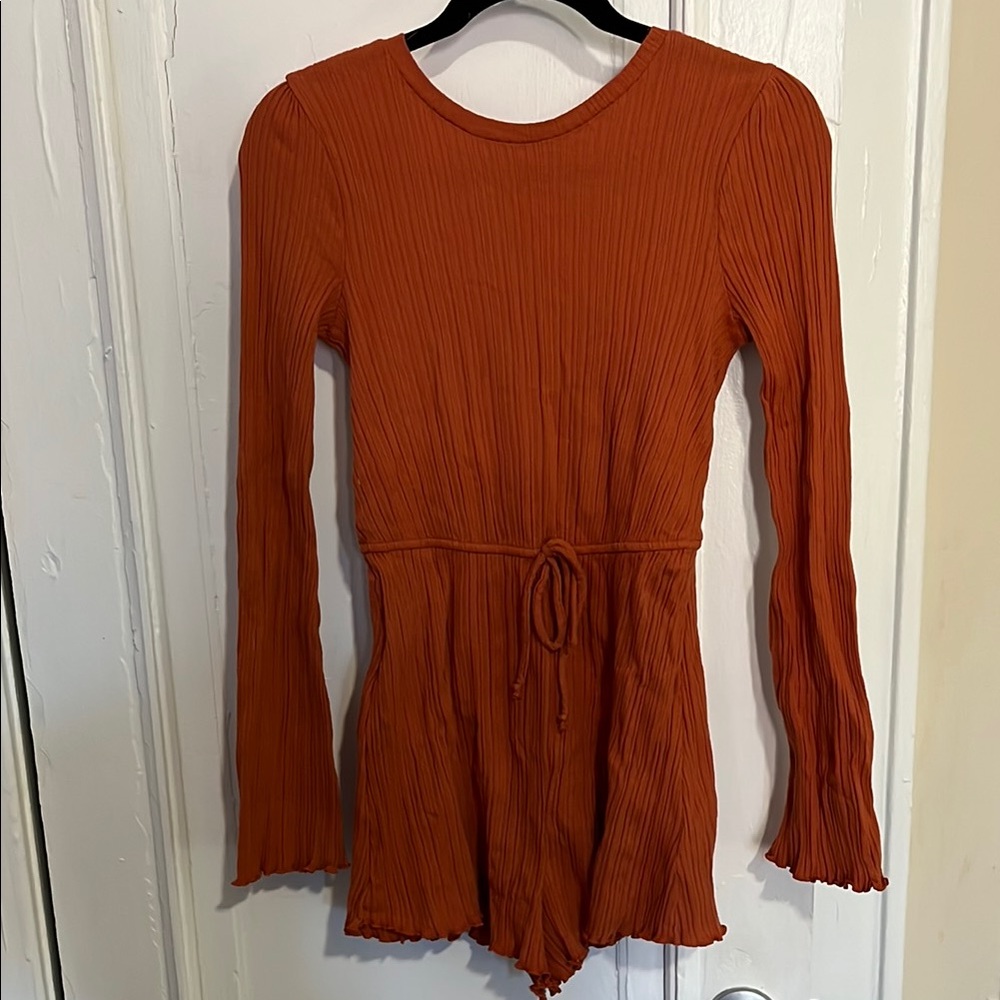 Rust Orange Long Sleeve Romper
